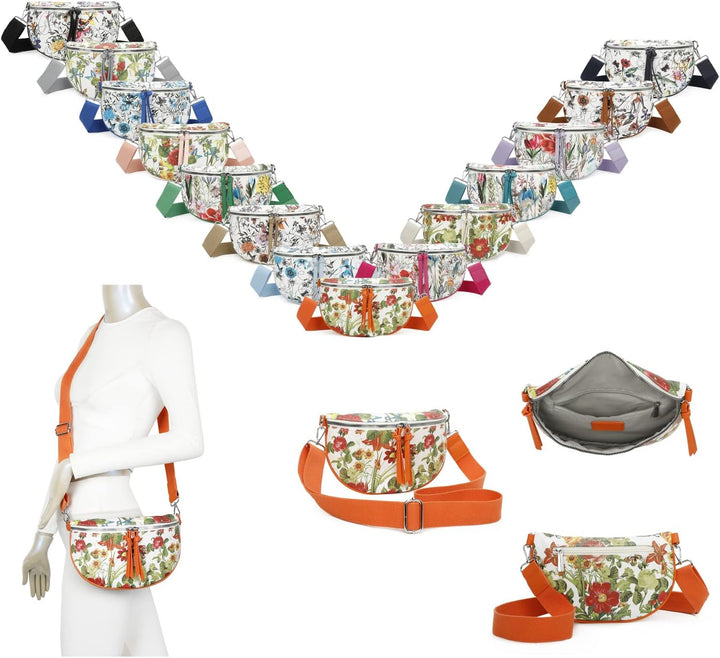 OBC Damen Blumen Tasche Schultertasche Gürteltasche Crossbody Hüfttasche Bauchtasche Umhängetasche C