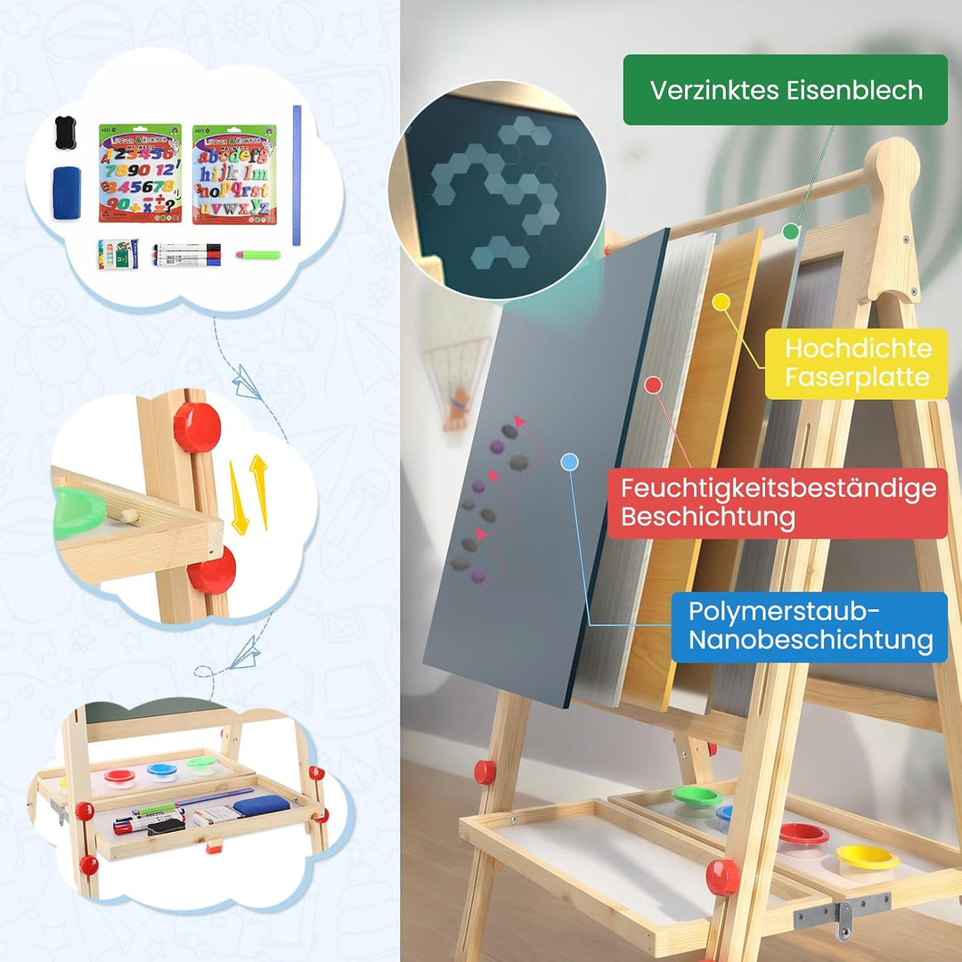 Dripex Kinder Tafel Faltbare Holz Kindertafel Malerei Holztafel Doppelseitige Kreidetafel und Whiteb