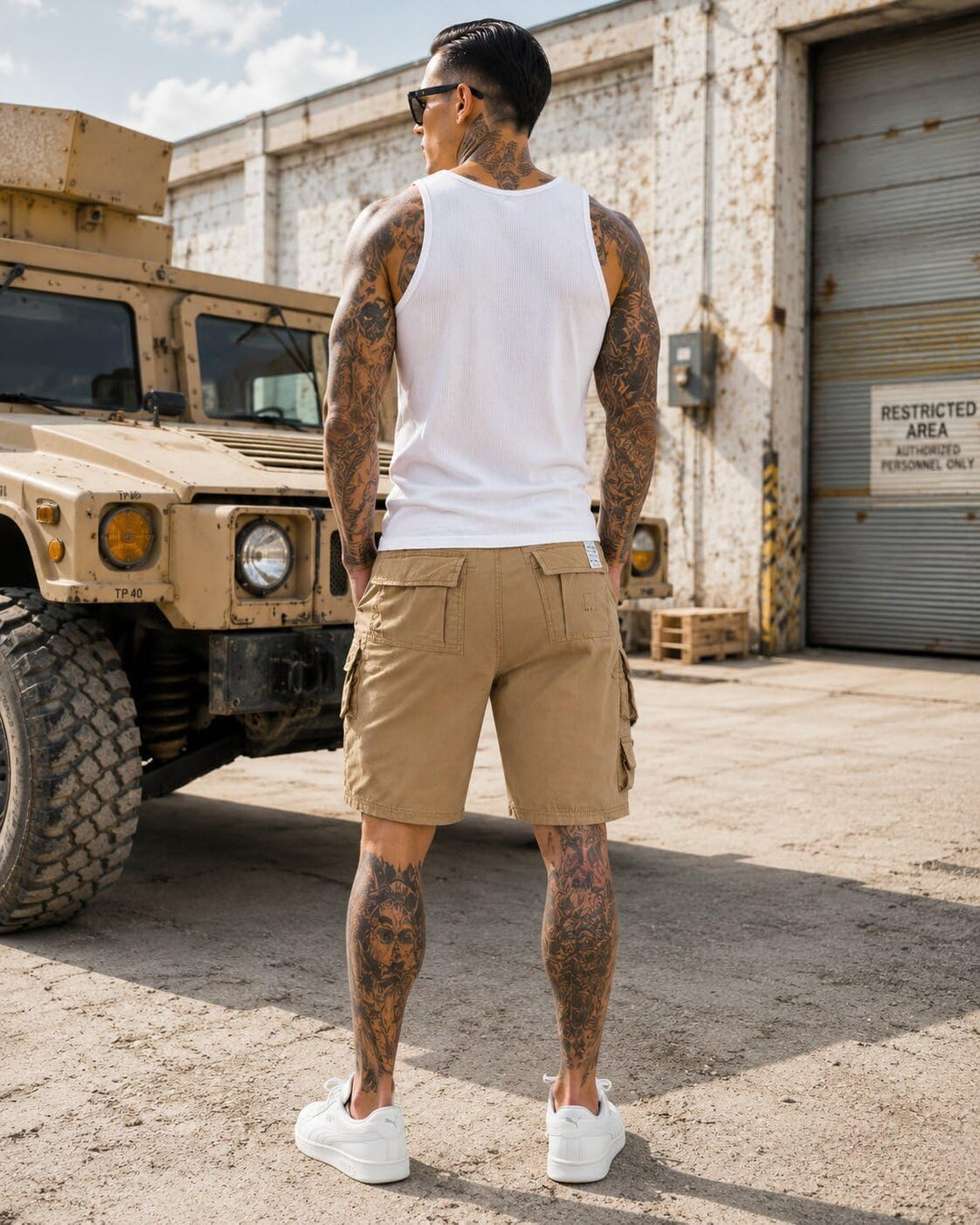 Trooper Herren Cargo Shorts Lightning Edition Bermuda Kurze Hose Vintage (S-7XL) M Beige, M Beige