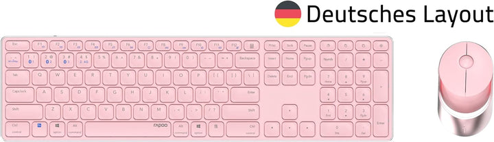 Rapoo 9850M kabelloses Tastatur-Maus Set Wireless Deskset 1600 DPI Sensor wiederaufladbarer Akku fla
