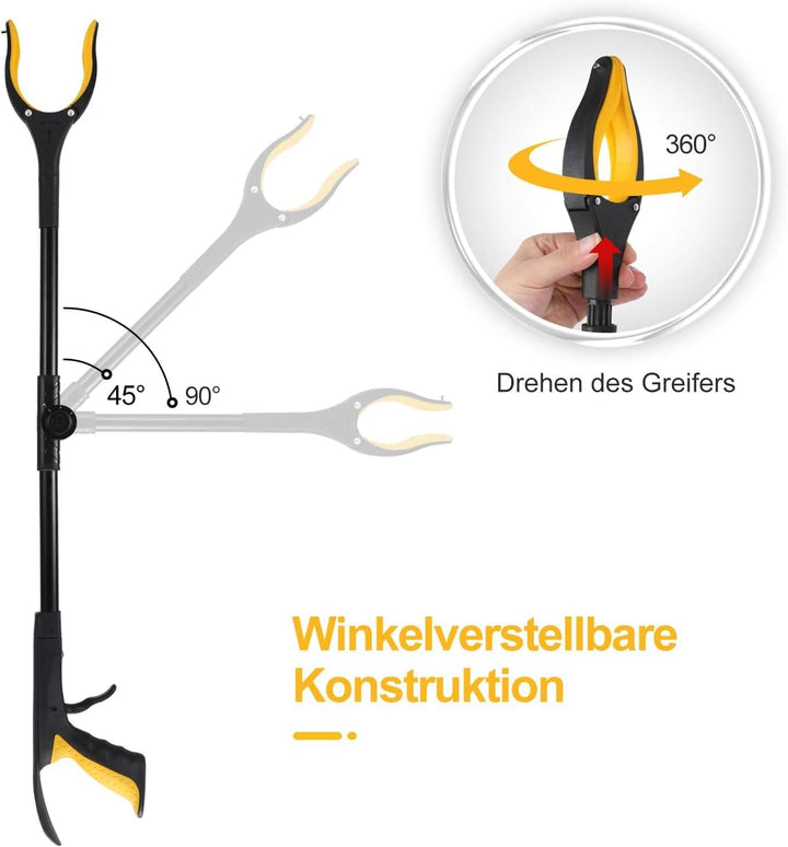 Jellas 2 Stück Faltbare Greifer mit Schuhlöffel, 0°- 180° abgewinkelter Arm, 80cm Langer Greif-Werkz