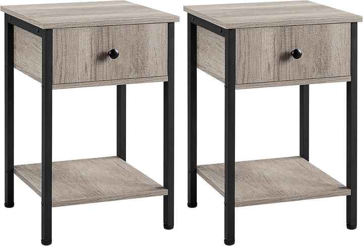Yaheetech 2X Nachttische Beistelltisch mit Schublade und Ablage Nachtschrank Industrie-Design Kleine
