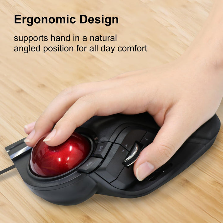 ELECOM Kabelgebundene Fingerbedienung, grosse Trackball-Maus, 8-Tasten-Funktion mit glatter Tracking