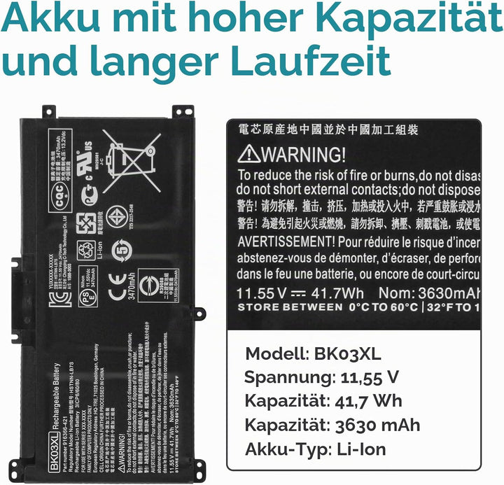 K KYUER BK03XL Laptop Akku für HP Pavilion X360 14-ba0xx 14-ba1xx 14-ba2xx 14-ba006ng 14-ba011ng ba0