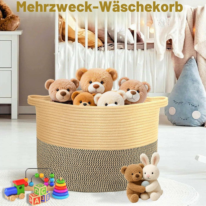 Withosent 100L Wäschekorb Geflochten aus Baumwolle, Wäschesammler mit Henkel, Laundry Basket Aufbewa