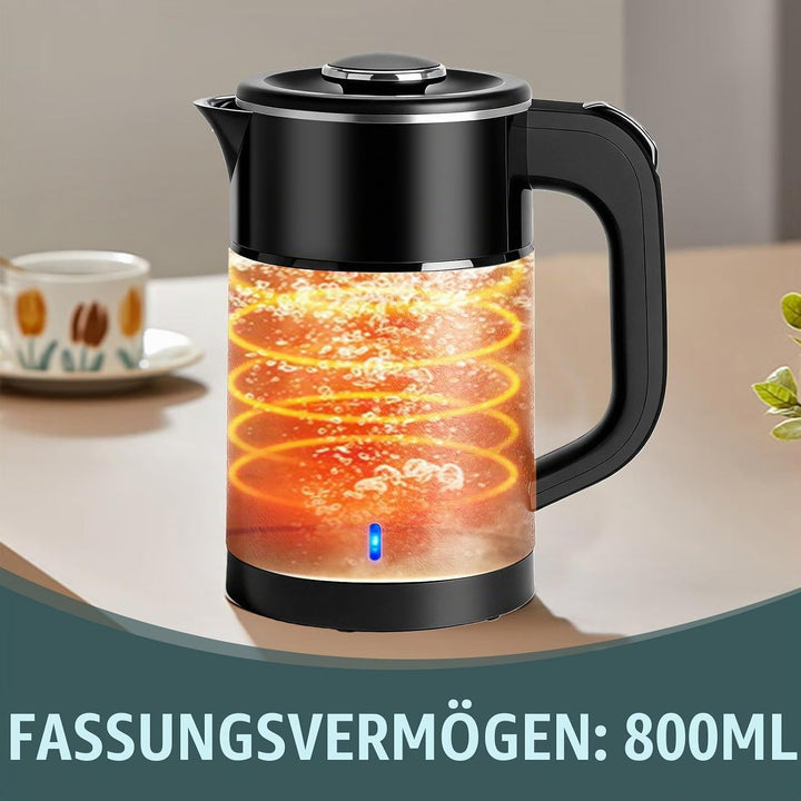 800ML Wasserkocher Klein, 600W Reisewasserkocher, 6 Minuten Schnelles Kochen Reise Elektrischer Wass