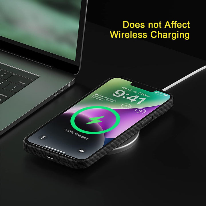 memumi Carbon Hülle für iPhone 14, 0,5 mm Superdünne, Hülle aus echter Aramidfaser [100% Aramidfaser