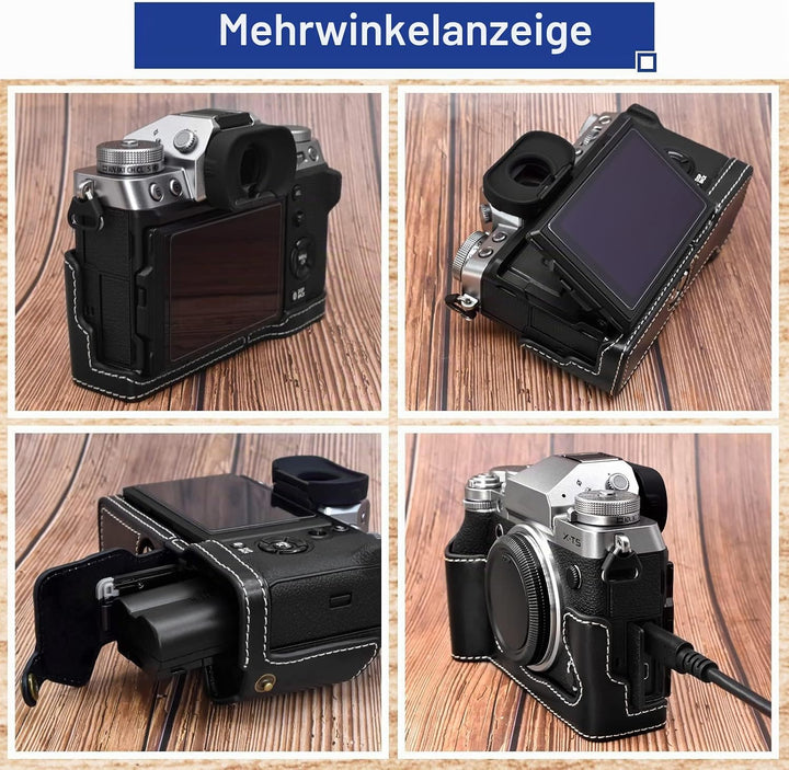 Rieibi Fuji XT5 Schutzhülle – hochwertiges PU-Leder Halbtasche für Fujifilm X-T5 Digitalkamera – sch