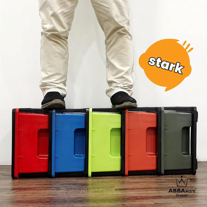 ABBAware Schubladenbox, Schubladen-Container auf Rädern, 5 grosse 17 Liter Schubladen, der Umwelt zu