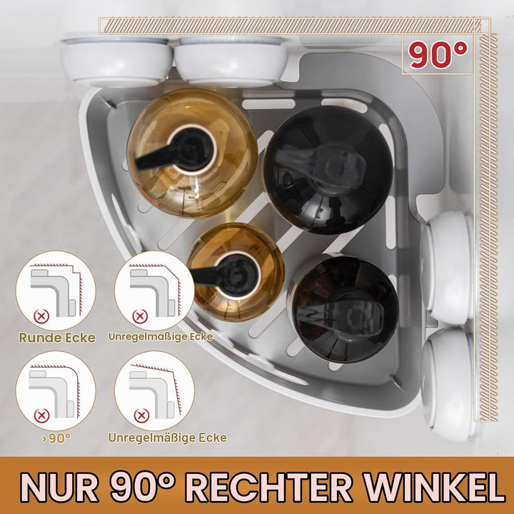 LEVERLOC Duschablage Ohne Bohren Ecke Saugnapf Dusche Organizer Grosse Kapazität Bad Organizer Ohne