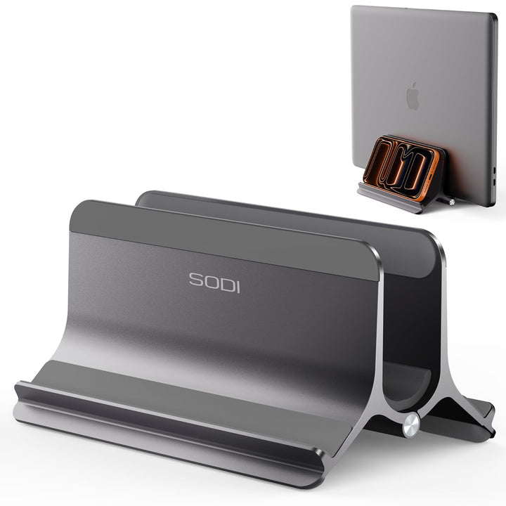 SODI Vertikaler Laptop Ständer, Schwerkraft-Automatik, Aluminium Vertical Laptop Stand, Verbessert R