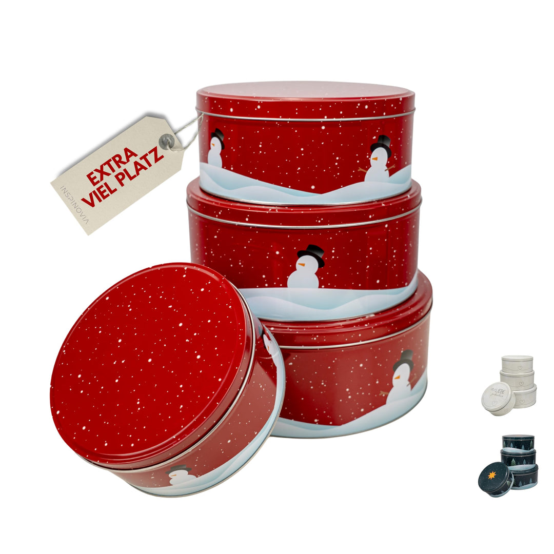 Keksdosen 4er Set | Ideal für Weihnachtsplätzchen & andere Leckereien | 4 Grössen im Set | Extra gro