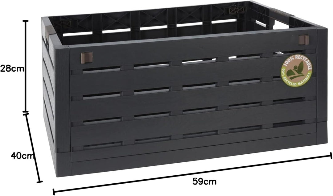 Spetebo XXL Klappbox 60 Liter anthrazit - 59 x 40 cm - Universal Faltbox in Holz Optik zu 50 kg bela