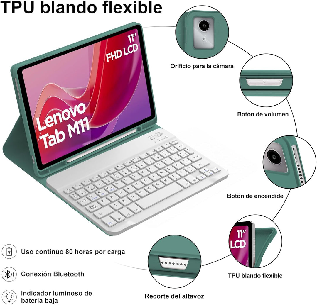 WINCHKING Tastatur Hülle fürad Pr 2024, Bluetooth Tastatur QWERTZ Layout, Abnehmbare Magnetische Tas