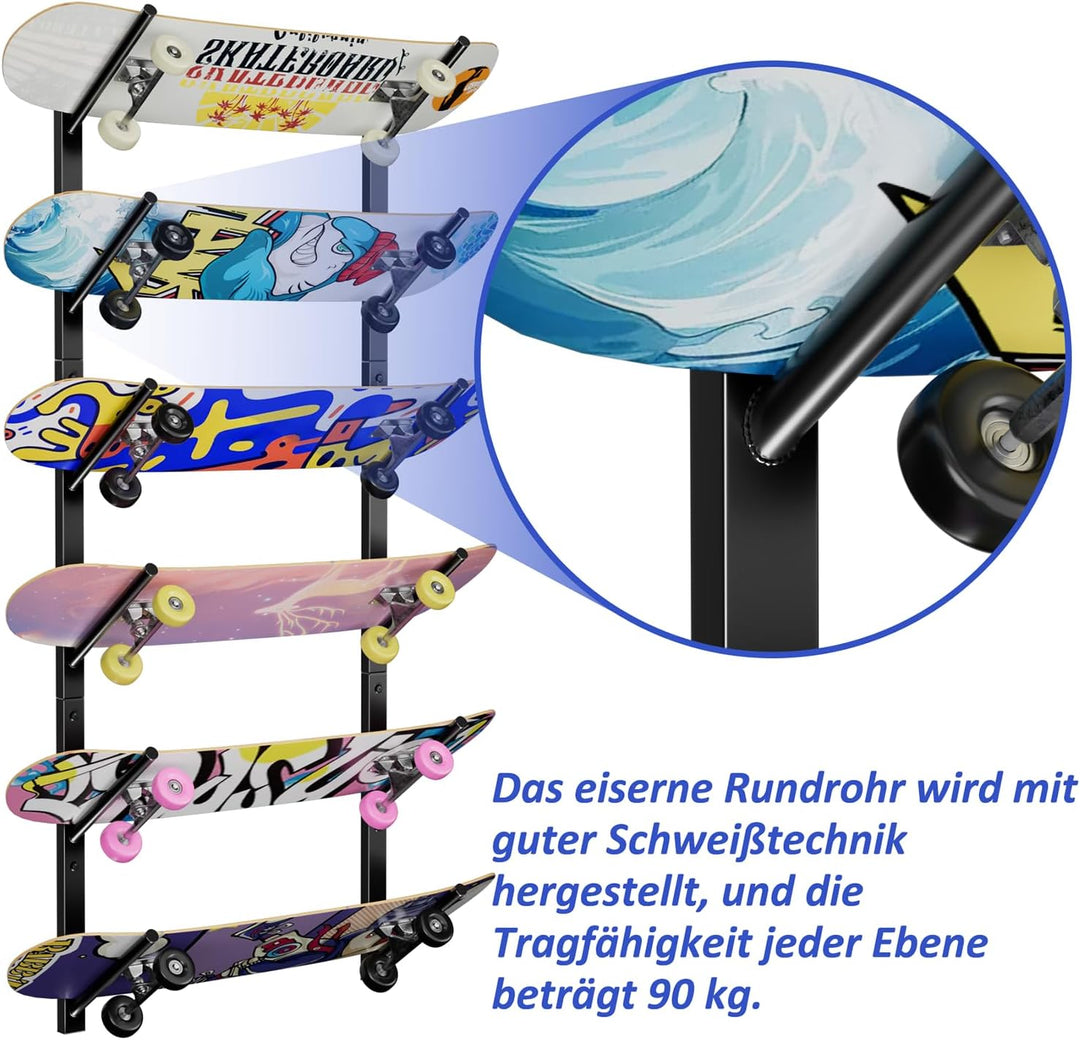 Skateboard-Wandhalterung, Skateboard-Wandhalterung, Snowboard-Wandhalterung, Skihalterung, sechs Eta