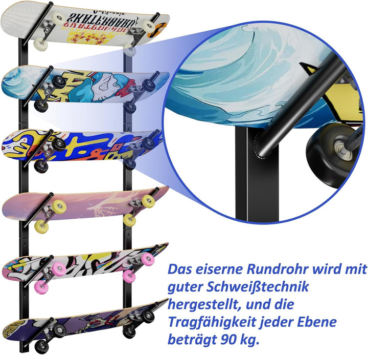 Skateboard-Wandhalterung, Skateboard-Wandhalterung, Snowboard-Wandhalterung, Skihalterung, sechs Eta