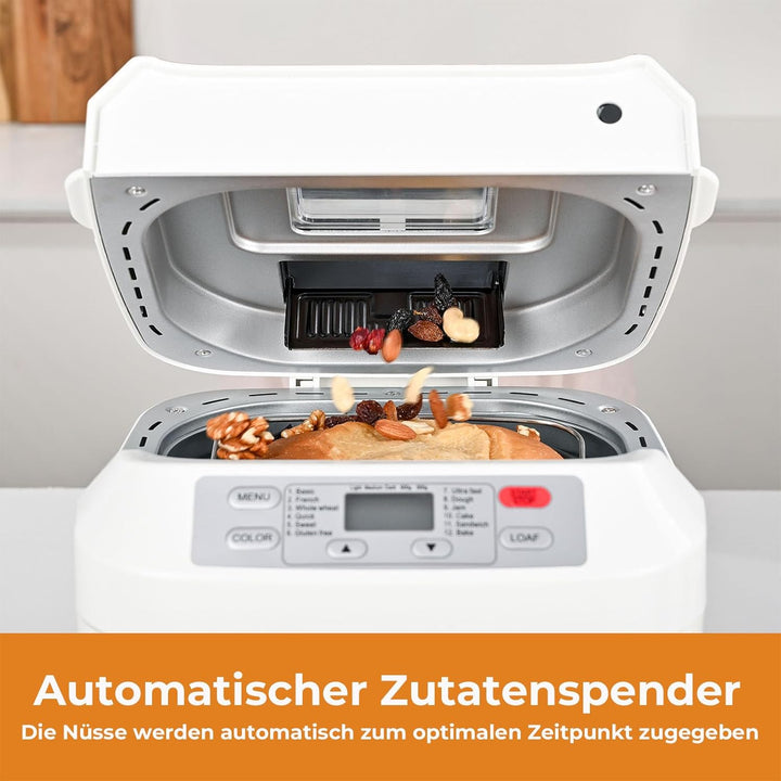 Kitchen in the box Brotbackautomat mit 12-in-1 Programmen, 2 Brotgrössen, 900g, Brotbackmaschine mit