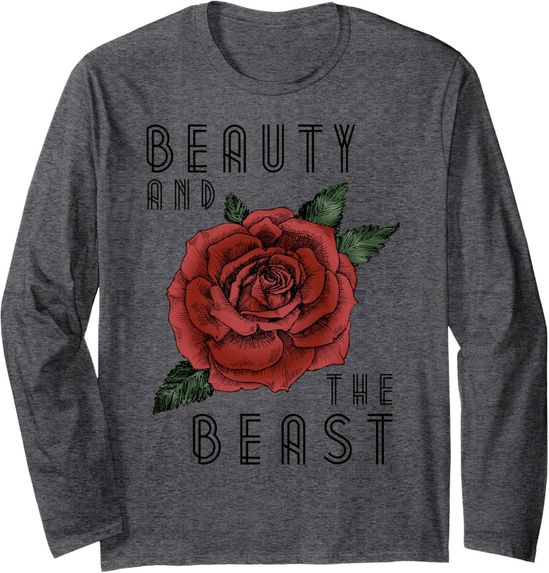 Disney Beauty And The Beast Rose Logo Langarmshirt