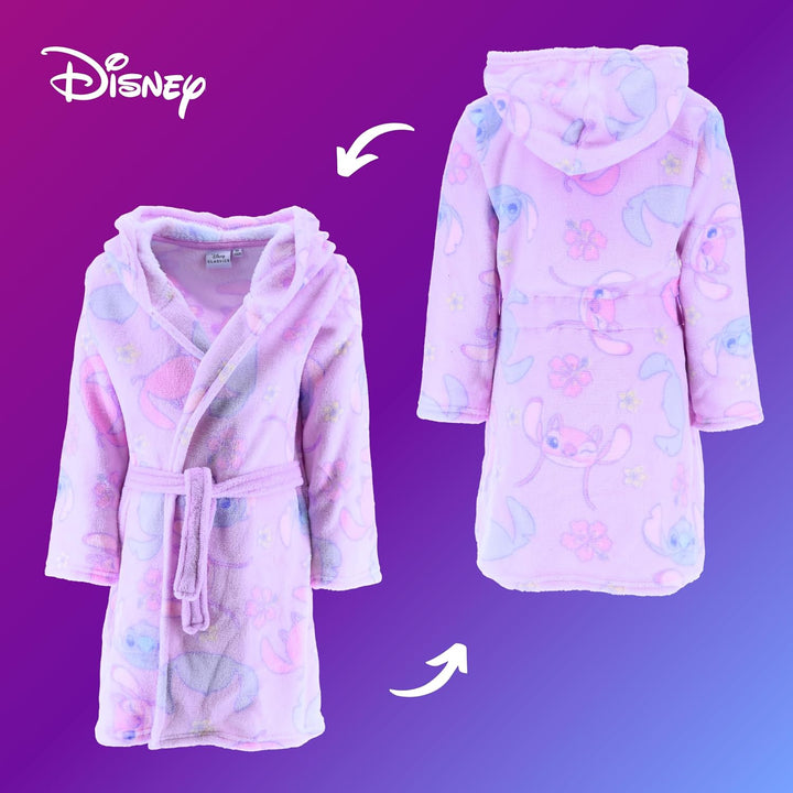 Disney Stitch Bademantel für Mädchen, Warmer und Weicher Fleece Morgenmantel Geschenk für Mädchen, G