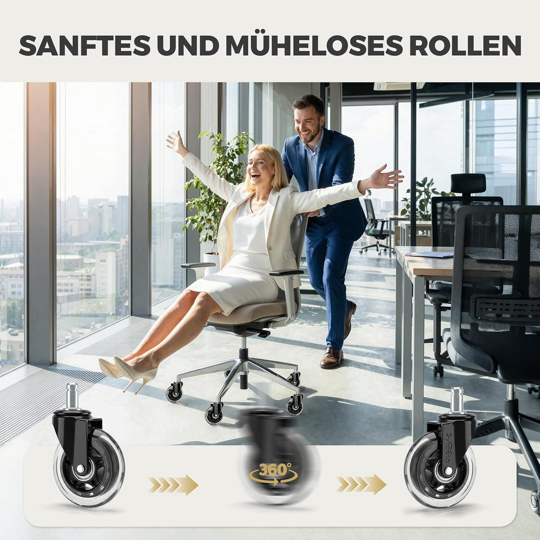Sytopia Gummirollen Bürostuhl 11mm x 22 mm, 5er Set Rollen für Bürostühle, Parkett Rollen Bürostuhl