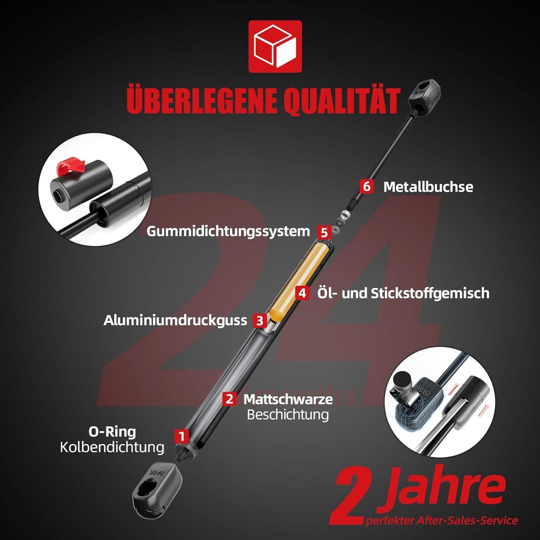 OTUAYAUTO 2 Stück Gasdruckfeder 600mm 350mm 800N, Universal Gasdruckdämpfer mit Kompressionsfeder Be