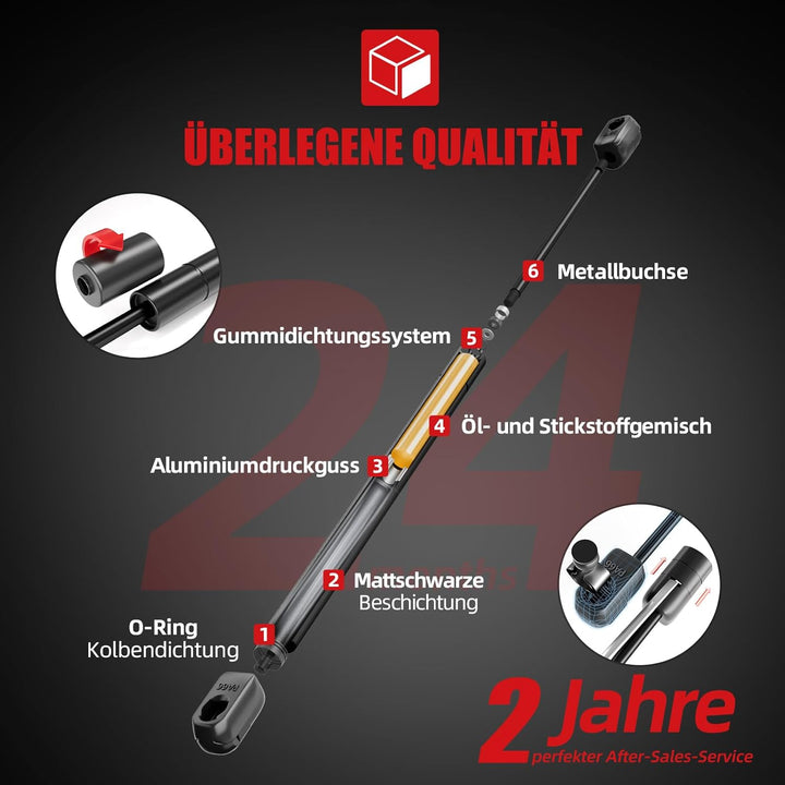 OTUAYAUTO 2 Stück Gasdruckfeder 600mm 350mm 800N, Universal Gasdruckdämpfer mit Kompressionsfeder Be