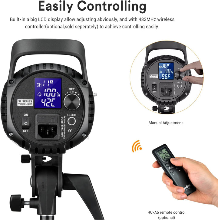 Godox SL-60W 60WS 5600±300K Bowens Mount Strobe Flash Weisse Version Videoleuchte Drahtlose Steuerun