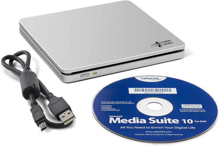 Hitachi-LG GP70 External DVD Drive, Slim Portable DVD Player/Writer for Laptop, Desktop PC, USB 2.0,