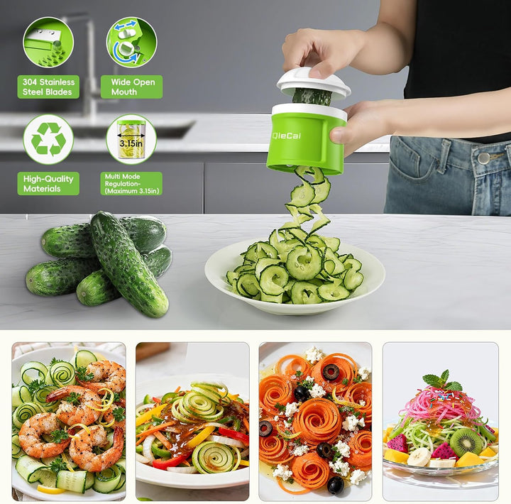 Spiralschneider Gemüse mit Behälter- 4 in 1 zucchini spiralschneider | Gemüseschneider Spaghetti Gem