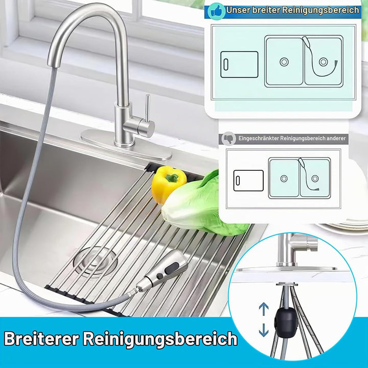 Wasserhahn Küche Ausziehbar, Hochdruck Küchenarmatur Ausziehbare Waschtischbatterie Zwei Sprühfunkti