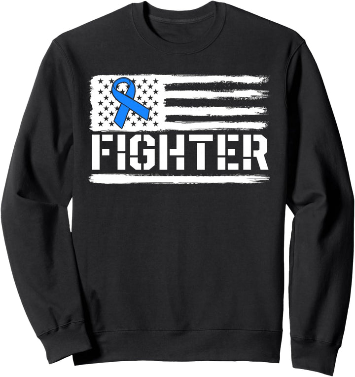 ALS Fighter Warrior Blue American Flag Awareness Ribbon Sweatshirt