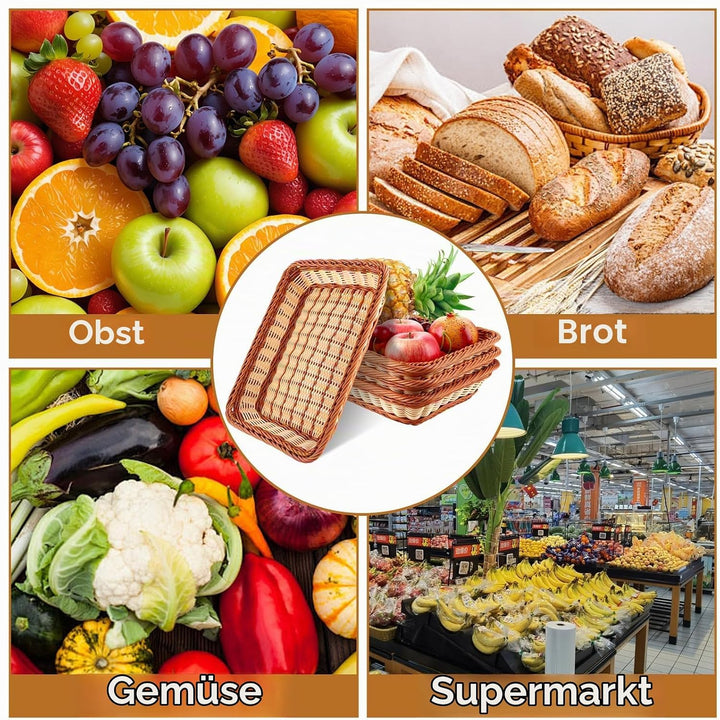 4er Set Brötchenkorb Geflochten Brotkorb Stapelbarer Brotkörbchen Modern Brotkörbe Hochwertiger Obst