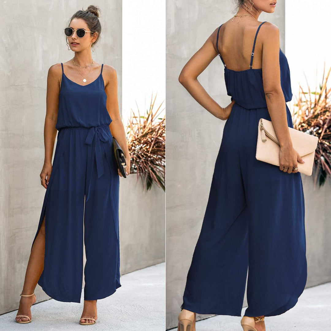 ASOMI Jumpsuit Damen Sommer Lang: Sexy Cocktail Elegant Mode Gürtel Overall Hochzeit Hawaii Urlaub S