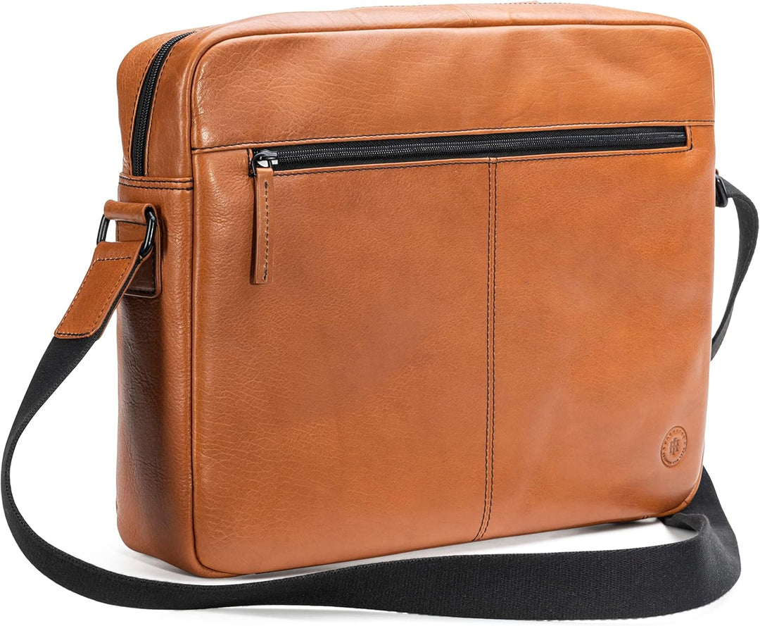 Memphis Damen/Herren Leder Aktentasche | Messenger Bag mit längenverstellbarem Umhängeriemen | 38 cm