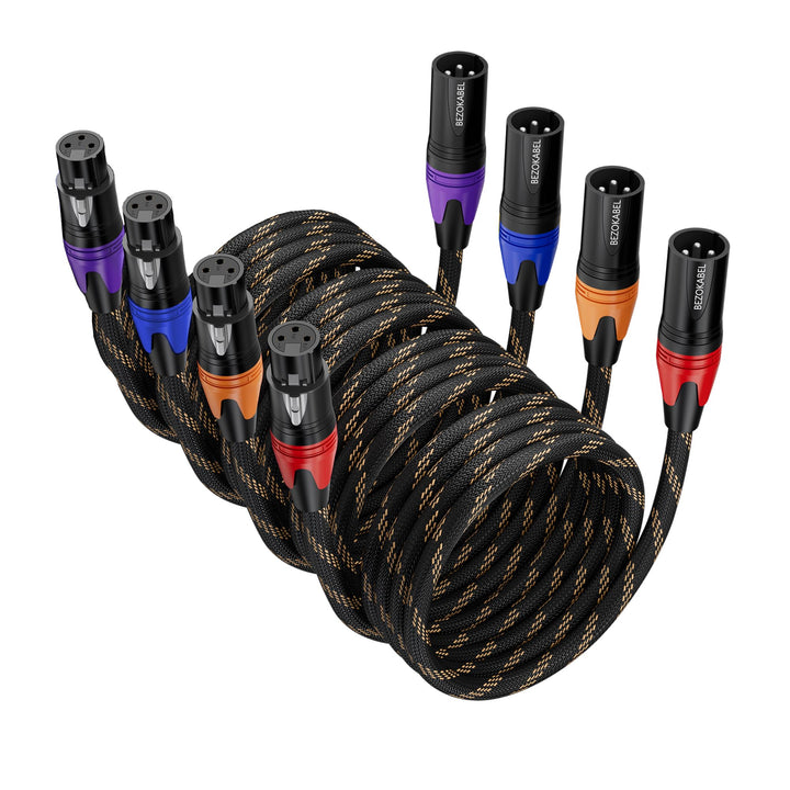 XLR-Kabel, XLR-Mikrofonkabel, 4,5 m, 4 Packungen, XLR-Lautsprecherkabel, Stecker auf Buchse, Nylon,