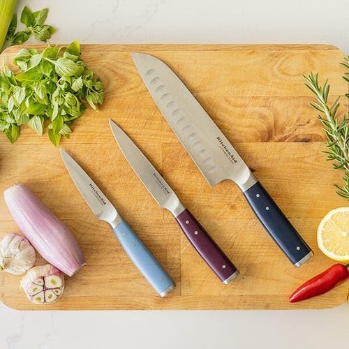Kitchenaid Messer-Set, 3 Stück, Santoku-Messer, Allmesser Und Schälmesser, Aus Edelstahl, Kochmesser