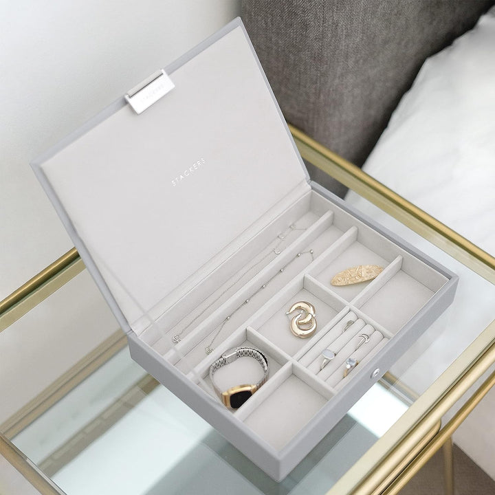 Stackers Pebble Grey Classic Medium Jewellery Box Lid, Pebble Grey