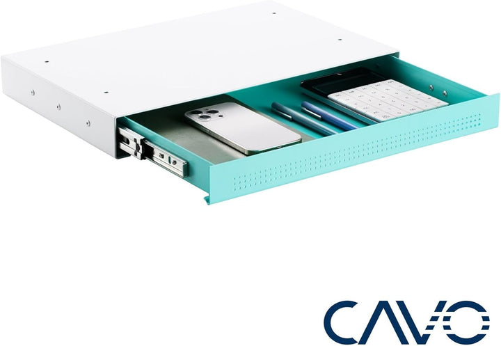 CAVO Dokumentenschublade aus Stahl 410 x 272 mm Türkis, weiss, Schreibtischschublade Unterbauschubla