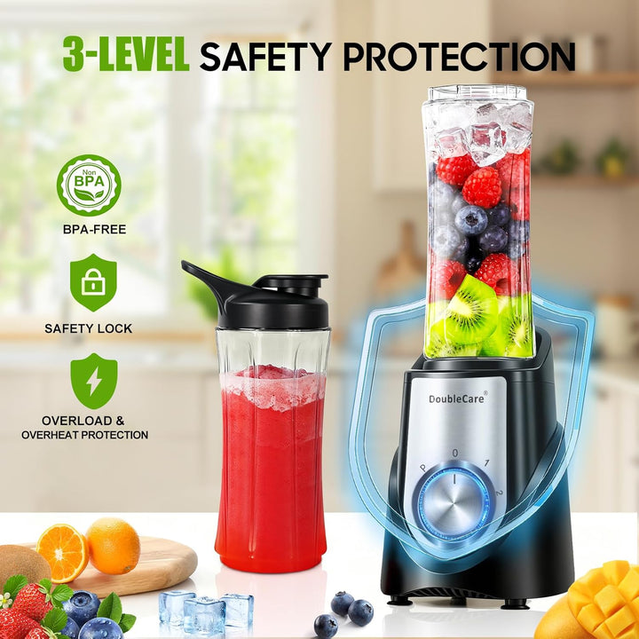 Mixer,Smoothie Maker, Mini Standmixer Blender Elektrisch, 3 Einstellbare Geschwindigkeiten, 600 ml T