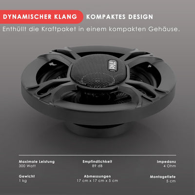 Pyle Auto Lautsprecher 165mm, 3-Wege Autolautsprecher, Kfz Lautsprecher Boxen 300 W, Einbaulautsprec