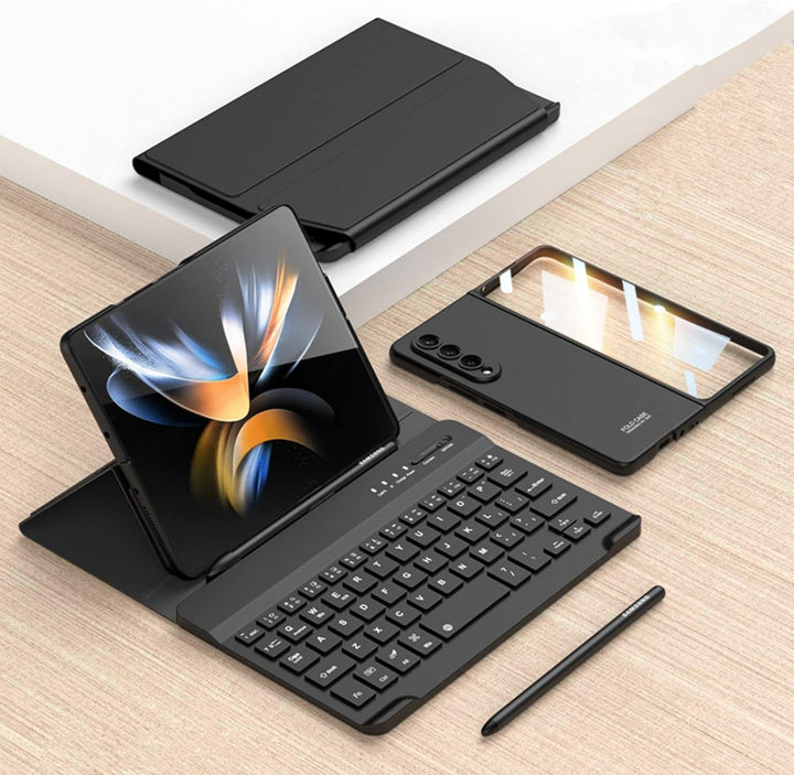 Custodia Magnetic Klapphüllen Ständer Folio Hülle,Keyboard,Pen Slot,Glasfolie Pen Case Kompatibel fü