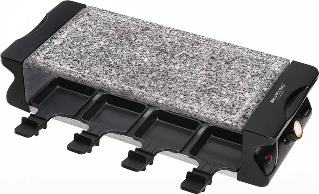 Michelino Raclett BBQ-Grill für 8 Personen mit 8 Steinplatte PP-Spateln Tischgrill Grill Platte mit