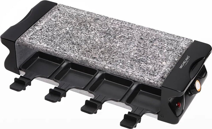 Michelino Raclett BBQ-Grill für 8 Personen mit 8 Steinplatte PP-Spateln Tischgrill Grill Platte mit