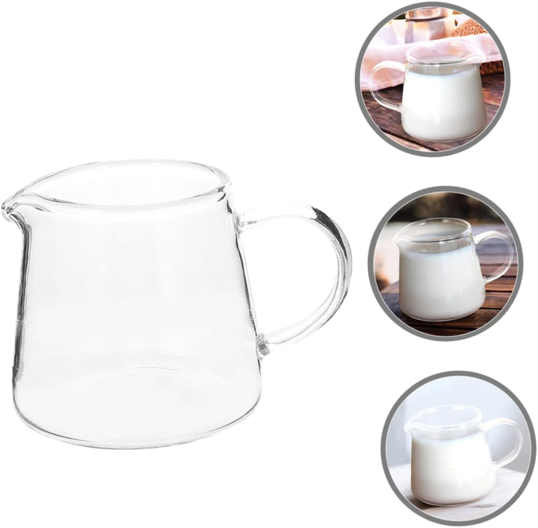 Alipis Glas Milchkännchen mit Griff 450 Ml Milchaufschäumer Kaffeekanne Transparent für Latte Art un