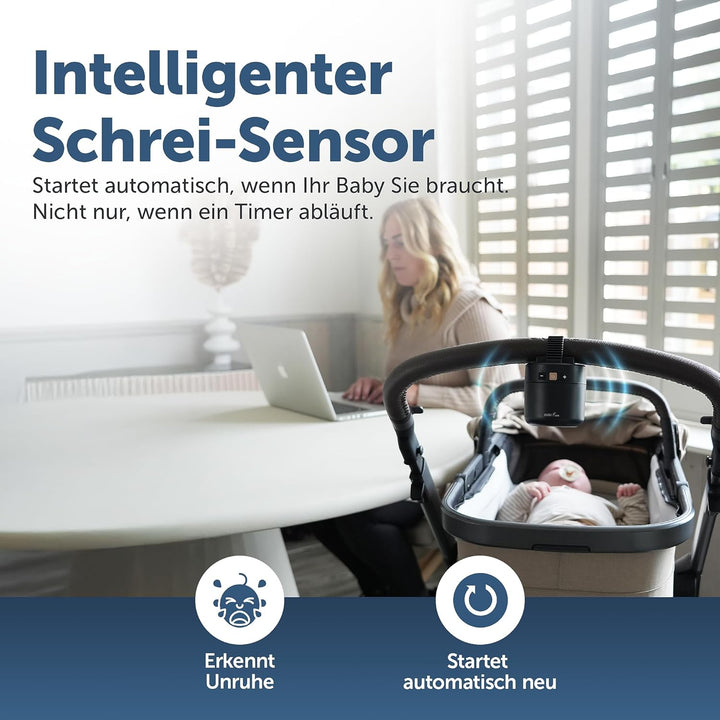 ZAZU ROXY Baby Rocker – Elektrischer Kinderwagen-Schaukler mit Weinen-Sensor, einstellbarer Wipp-Stä