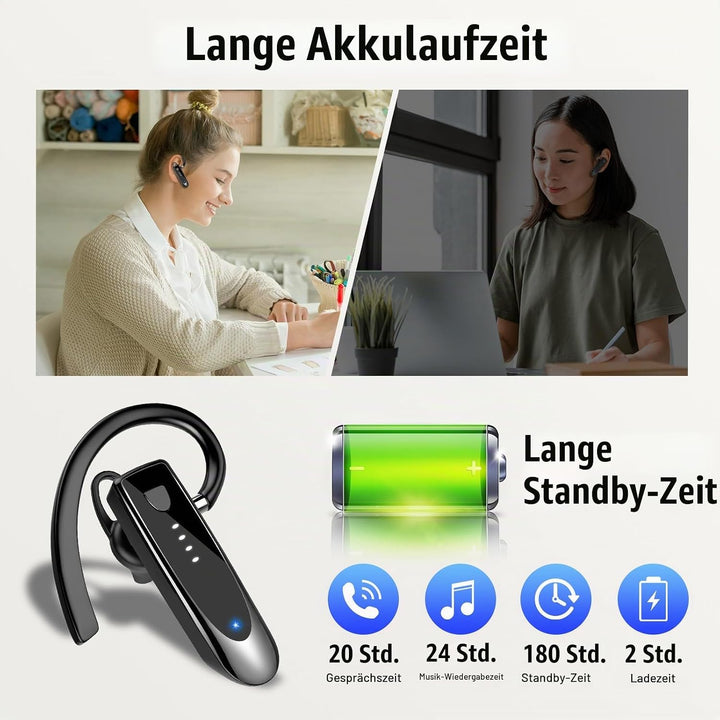 Atheewon Bluetooth Headset Wireless Freisprech Telefon mit Headset mikrofon Freisprech-Bluetooth-Ohr