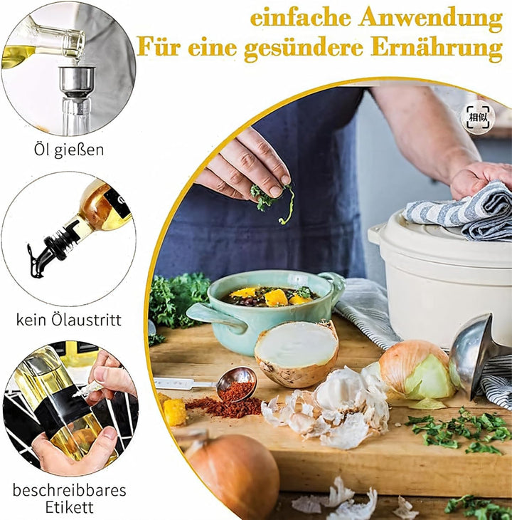 12 Stück Ölflasche mit Ausgiesser(Einhand-Würzen), Ölspender, 250 ml Oil Bottle, Essig und Ölflasche