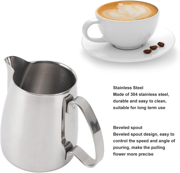 Milchaufschäumkrug, tropffreier Ausguss aus Edelstahl 304, Kaffee-Milchaufschäumbecher, Milchdampfkr