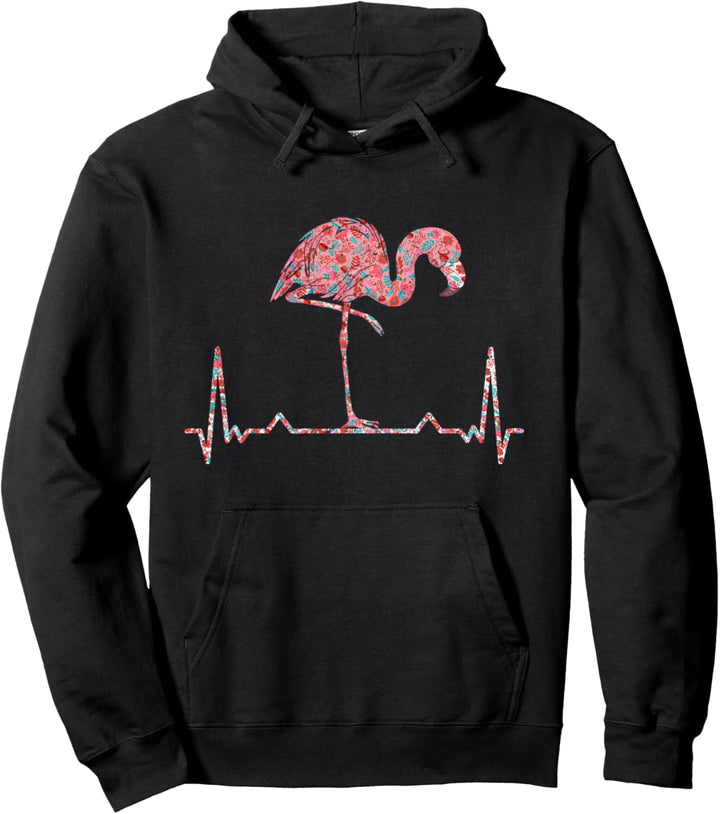 Vintage Herzschlag Flamingo Pullover Hoodie