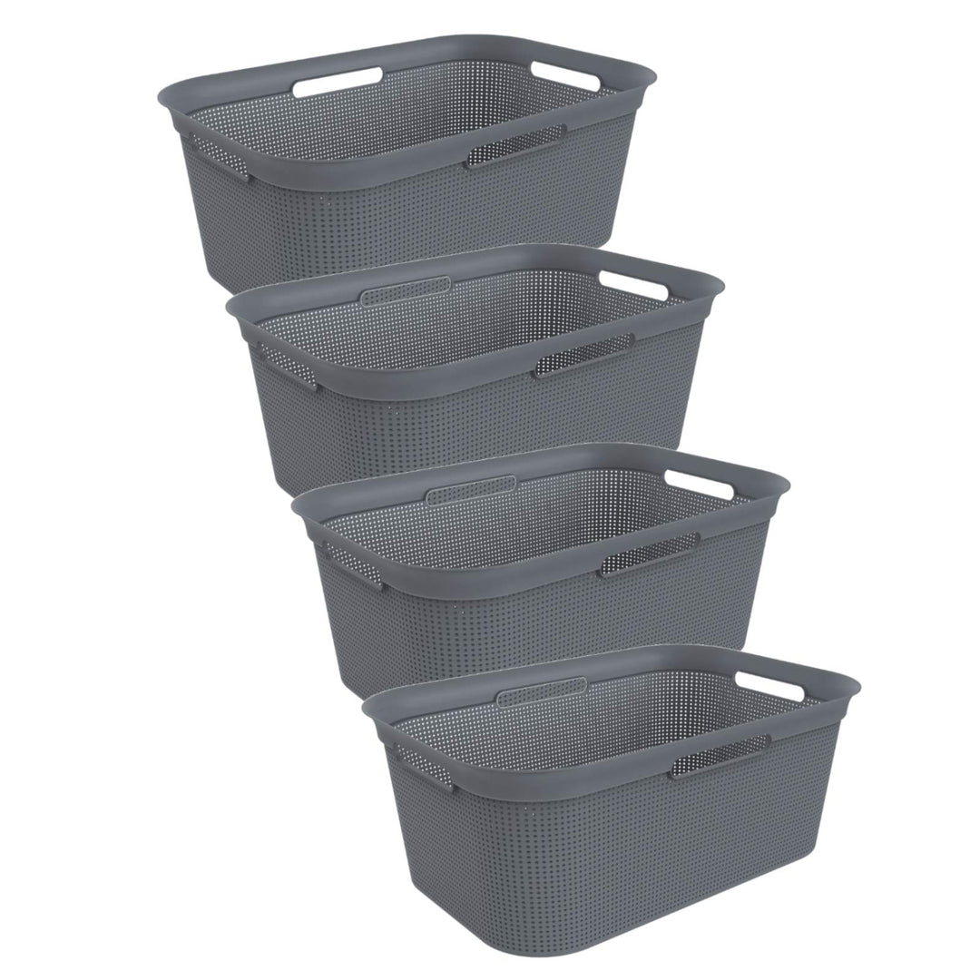 Rotho Brisen 4er-Set Wäschekorb 40l, Kunststoff (PP) BPA-frei , anthrazit,